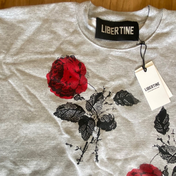 Men's Libertine Sweatshirt Size Unspecified Gray with Rose Print - Picture 5 of 7